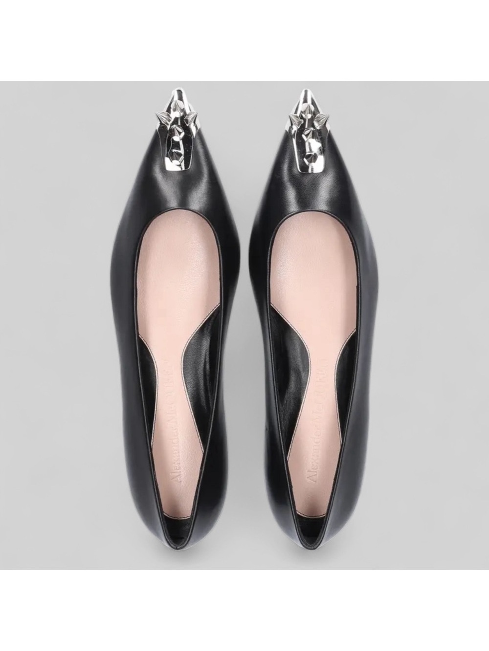 Alexander McQueen Leather Punk Stud Ballerina Flats Size 37 New in Box +Dust Bag